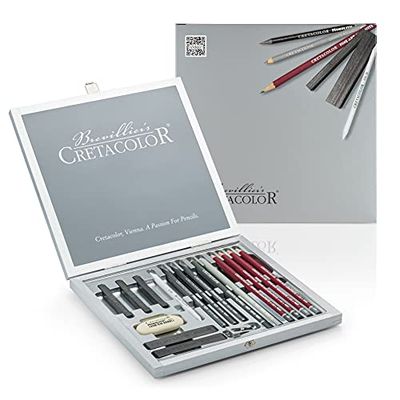 CRETA COLOR 400 17-delars grafitritningsset i trälåda – silver