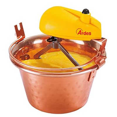 ARDES - AR2440 Panela de cobre de 24 cm de diâmetro, misturador de polenta e compota, queima panela misturadora com motor elétrico, acoplamento de baioneta de fácil limpeza, misturador de polenta