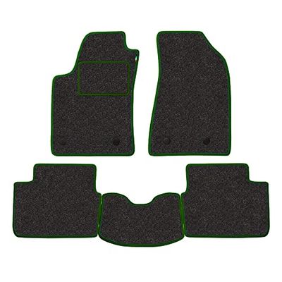 PROPOSTEONLINE Car Mat Set for Ford Orion 1989 to 1994 Automotive Carpet and Door Sill Protectors Grey Edge Green