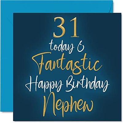Fantastic 31st Birthday Cards for Nephew - 31 Today & Fantastic - Happy Birthday Card for Nephew from Auntie Uncle, 145mm Greeting Cards Gift