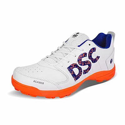 DSC Beamer Professional Cricket Shoes for Men | Toe and Heel Protection | Supersoft and Flexibility | Rubber Outsole | Durability | Lightweight Outsole (Fluro Orange/White, Size: EU 40, UK 6, US 7)
