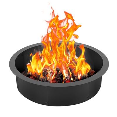 VEVOR Anneau de Foyer, diamètre extérieur 889 mm diamètre intérieur 787,4 mm, Hauteur 215,9 mm, Doublure en Acier au Carbone Robuste, Anneau de feu de Camp au-Dessus ou Sol, pour Camping en Plein air