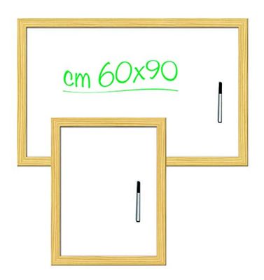 Wit bord met houten frame met marker 60 x 90 cm