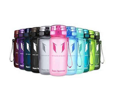 Super Sparrow Botella de Agua Deportiva - 350ml - Sin BPA (Mate- Rosa)