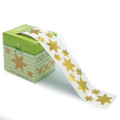 AVERY Zweckform 150 pegatinas de Navidad con estrellas doradas (fabricadas en Alemania, brillantes pegatinas de Navidad en relieve, autoadhesivas, decoración de Navidad, regalos, tarjetas, bolsas),