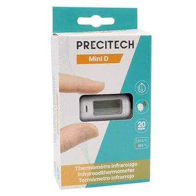 PRECITECH - Thermomètre frontal adultes et enfants - Thermomètre infrarouge - Petit format - Facilement transportable - Lecture instantanée - écran LCD lumineux - Garanti 2 ans - Mémoire 20 mesures