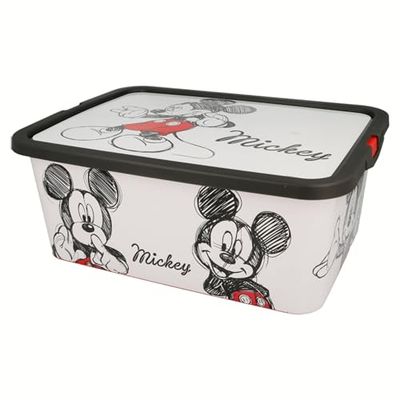 Disney Mickey Mouse Kids Storage Boxes 13L – BPA-Free Plastic, Lightweight & Stackable with Click Lock Lid – Toy Storage Box for Girls, Boys – Keeps Kids Rooms Tidy, 39 x 29 x 15 cm (Medium)