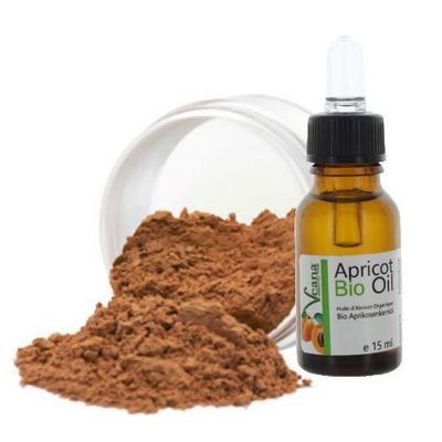 Mineral Foundation (9 g) + Premium Bio olej z pestek moreli (15 ml), certyfikat DE-Öko, makijaż, wszystkie rodzaje skóry, bez dodatków, bez konserwantów, Nuance Bronze