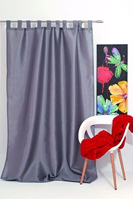 Mendola Home Textiles Omega Rideau à Passants, Gris, 140 x 245 cm