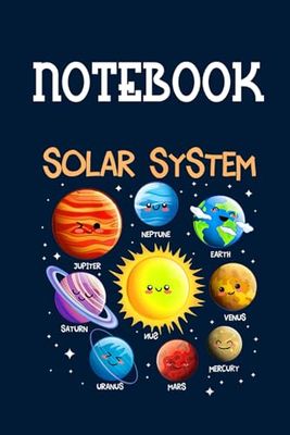 Solar System With Face Planet Space Science Funny On Dark Blue Cover Fun Gifts for Men Women Kids: Notebook