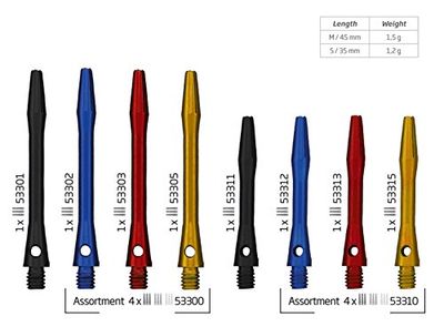 BULL'S herr Simplex aluminium shaft, shorts, blå, 1 sats