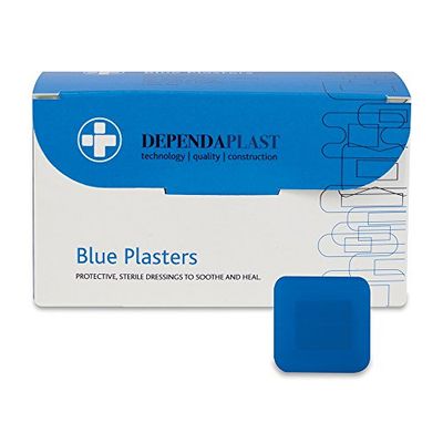 Reliance Medical Dependaplast REL541 Food Area Plaster, 4 cm x 4 cm, Blue (Pack of 100)