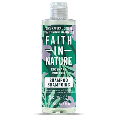 Shampooing Naturel au Romarin Faith In Nature, Rééquilibrant, Vegan & Cruelty Free, Sans Parabènes & SLES, Pour Cheveux Normaux à Gras, 400ml