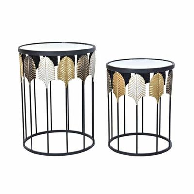 DKD Home Decor Lot de 2 Tables de Chevet, Noir, Estándar