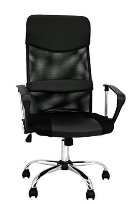 La Silla Española Santander Escritório com encosto de cabeça, couro_sintético, preto, 52 x 55 x 118 cm