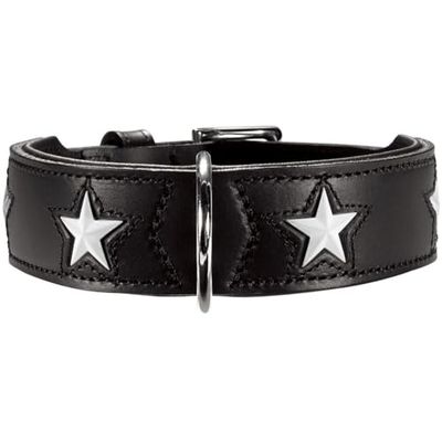 Hunter Magic Star Collar de Cuero orgánico, Negro, 55
