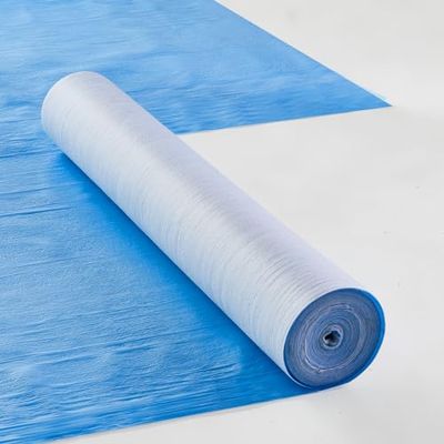 VEVOR Protectora de Alfombras 25,6x1 m Protector de Pisos y Superficies Fácil de Cortar Instalación Simple Rollo de Película de Tela de Fibra para Protección de Pisos de Construcción Renovación, Azul