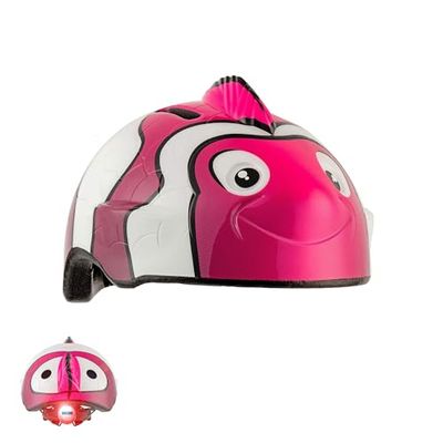 Crazy Safety Cykelhjälm för barn | barnhjälm 2–7 år gammal cykel, skateboard, cykling, racing, skoter och rullskridskor | lätt justerbar 3D-hjälm djur 49–55 cm (rosa fisk)