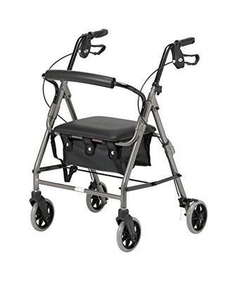 Days Lightweight Folding Four Wheel Rollator Walker with Padded Seat, Lockable Brakes, Ergonomic Handles, and Carry Bag, Limited Mobility Aid, Quartz, X-Small, (Eligible for VAT relief in the UK)