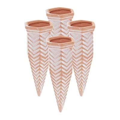 Relaxdays Set da 4 Coni Irrigazione a Goccia, Piante in Vaso, Innaffiatori per Bottiglie da 1,5 Litri in Pet, Terracotta, Ceramica
