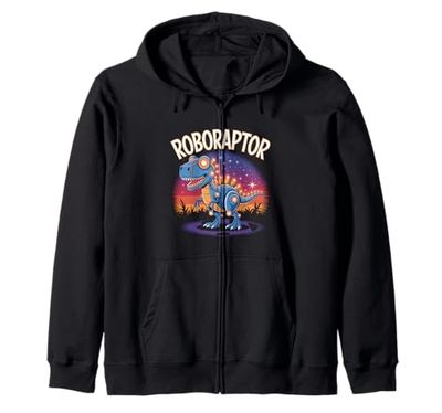 Robot Dinosaur T-Rex Robotic Engineer Dino Funny Robotics Zip Hoodie