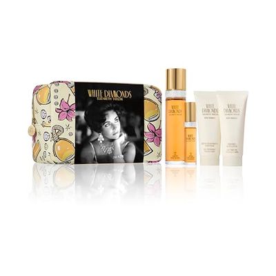 Elizabeth Taylor Coffret White Diamonds, Eau de toilette pour Femme 100ml et 10ml, Lait Parfumé, Gel Hydratant, Senteur Florale, Parfum Riche et Luxueux, A base de Notes Vivifiantes
