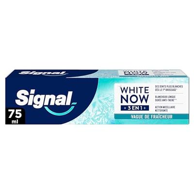 Signal White Now - Dentifrice 3 en 1- Fresh Kiss - Sensation de Fraîcheur Intense et Blancheur Longue Durée Anti-tache - Action Micellaire Nettoyante - 96% d'ingrédients d'origine naturelle - 75ml