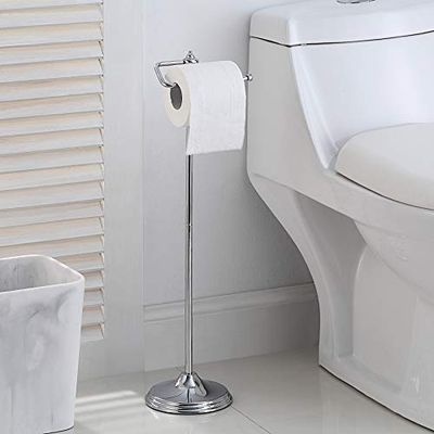 SunnyPoint Porta rotolo di carta igienica autoportante per bagno, con funzione di riserva, finitura cromata
