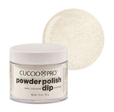 Cuccio Powder Polish - Acrylic Nail Colour Dip System - 45g (1.6oz) Dipping Powder - White with Silver Mica