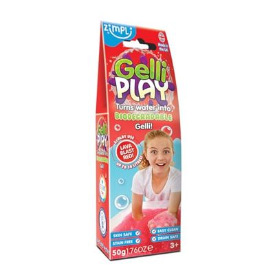 Zimpli Kids Gelli Play Red, Magically turns water into thick, colourful goo, Perfect Indoor & Outdoor Sensory Toy, Pocket Money Toys, Ideal Goody Bag Filler, Water Toy, Certified Biodegradable