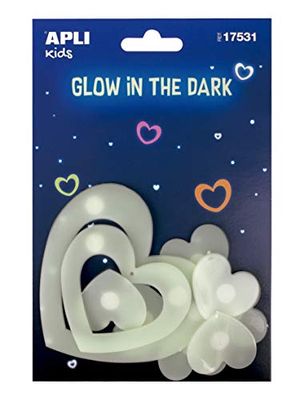 APLI Kids 17531 - Sachet d'autocollants luminescents cœurs