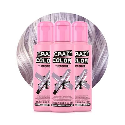 Crazy Color Metallic Ice Mauve Semi-Permanent Trio Hair Dye. Highly Pigmented Dusty Purple Conditioning & Oil Nourishing Vegan Formula | No Bleach or Ammonia | 300ml
