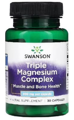 Swanson - Triple Magnesium Complex | Triple Magnesio Complejo | Apoyo para la Salud de Nervios, Músculos y Huesos - 30 Cápsulas