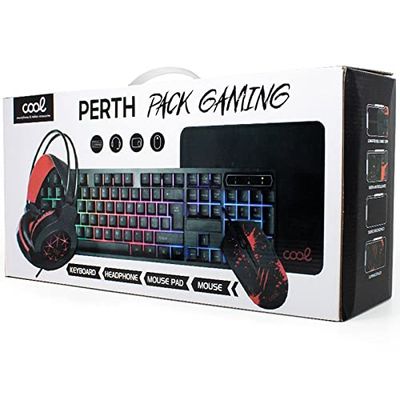 COOL SMARTPHONES & TABLETS ACCESSORIES Tastiera Pack Gaming USB Spagnolo + Cuffie + Mouse + Tappetino Perth