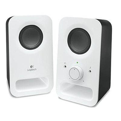 Logitech Z150 Sistema de Altavoces Compacto, Entrada Audio 3.5 mm, Controles Intregados, Toma Auriculares, Enchufe EU, Ordenador/Smartphone/Tablet/Reproductor de Música, Blanco