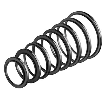 Neewer - Set 8 Anelli Adattatori Step-up Realizzati in Alluminio Anodizzato, Include: 49-52mm, 52-55mm, 55-58mm, 58-62mm, 62-67mm, 67-72mm, 72-77mm, 77-82mm(di Colore Nero)