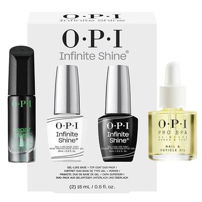OPI Repair Mode - 9ml + Duo Pack Base & Top Coat Infinite Shine - Vernis à ongles effet gel, sans lampe, tenue jusqu'à 11 jours - 2x15ml + Huile Ongles & Cuticules ProSpa - 8,6ml