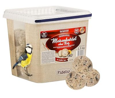 Fidelio Pienso para pájaros Silvestres Durante Todo el año, Alto Contenido de proteínas, Alta energía, alimento para pájaros Silvestres, 30 Unidades en Cubo, 2,5 kg