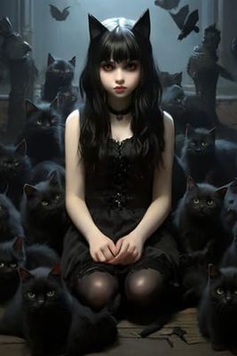 Goth Cat Girl - Creepy Cute Journal, School 6x9 Notebook, Gothic: Emo Aesthetic: Cat Lover's Teen