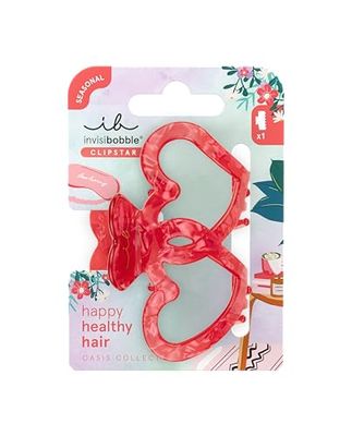 invisibobble - CLIPSTAR M Oasis Lover’s Nest - Pince à cheveux en forme de cœur - Accessoire capillaire stylé en rouge éclatant - Look tendance, maintien sûr, cheveux en bonne santé