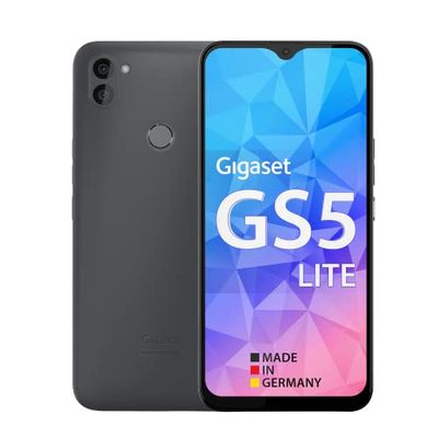 Gigaset GS5 LITE smartphone - Made in Germany - 48MP dual camera - 4500 mAh spare battery up to 350 hours standby - fast charging - Octa-Core processor - 4GB RAM+64GB - Android 12, dark titanium grey