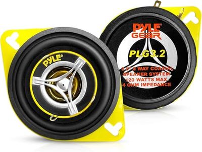 Pyle, 2-Way Car Speaker System, 9cm-120W Stereo Speakers, 4-ohm Sub Sound Speaker, Coaxial Loud Pro Audio, Quick Replacement Component Speaker, Door/Side Panel Mount Compatible, 2pc