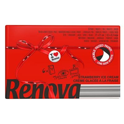 Pocket Tissues RENOVA Red Lab Strawberry Pack 6, Red