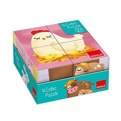 GOULA 53467 4 Cubic Stackable Puzzle for Children from 2 Years Old, Multicoloured