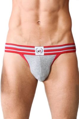 Timoteo Varsity Trainer Jockstrap Gris/Rouge Taille XL