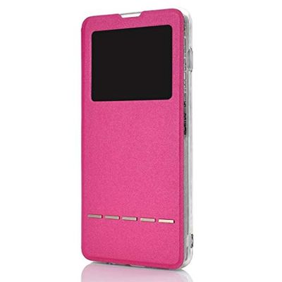 Carcasa de telefono Golden Beach Ventana con Soporte Funda for teléfono móvil Contestador con botón Deslizante Inteligente for Galaxy A70 (Dorado) (Color : Magenta)