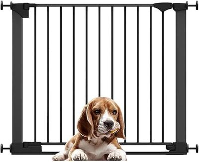 Bettacare SafeStep Dog Gate, Black, 89cm - 96cm, Extra Low Walkthough, 74cm Extra Wide Doorway, One Piece Extra Wide Gate for Stairs, Hallways and Doors, Pet and Puppy, Easy Installation
