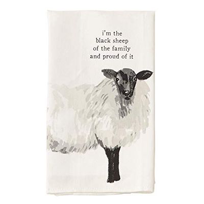 Mud Pie Farm Dish Towel, Cotton, Sheep, 26" x 16 1/2"