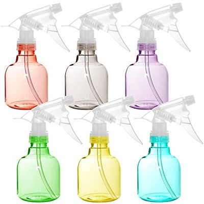 Youngever Lot de 6 Vaporisateur Vide Plastique Transparent 250ML, Bouteille Pulverisateur 250ML, Flacons Pulvérisateurs, Ronde et Couleur