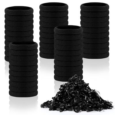 Diboniur 50 Pieces Hair Elastics and 450 Pieces Small Hair Elastics for Hair, Small Women Hair Elastics, Black Cotton Hair Bands for Women and Men